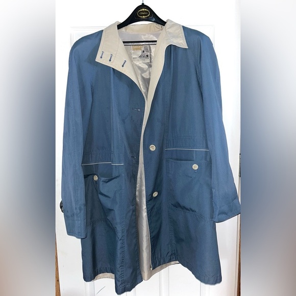 London Fog Jackets & Blazers - Vintage 90s Grandma-core London Fog Towne Chore Coat Cargo Jacket Blue size 14